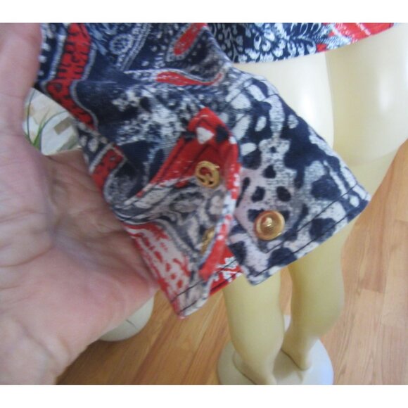 Vintage St John Sport Paisley Bold Print Zip Up Jean Jacket Size Small - Picture 6 of 8